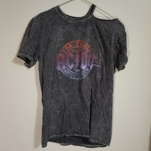 AC/DC For Those About to Rock Graphic Tee with Single Cold Shoulder